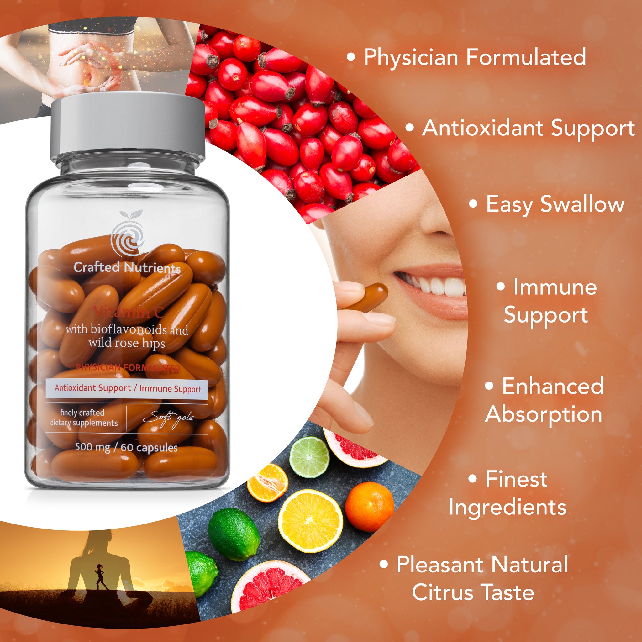 Crafted Nutrients Vitamin C With Bioflavonoids & Wild Rose Hips